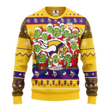Minnesota Vikings 12 Grinch Xmas Day Ugly Christmas Sweater