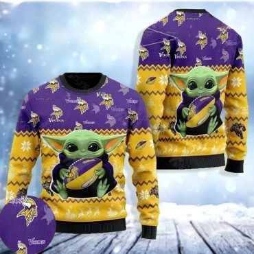 Minnesota Vikings Baby Yoda Cheer Ugly Christmas Sweater