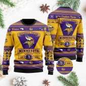 Minnesota Vikings Custom Name Personalized Ugly Christmas Sweater