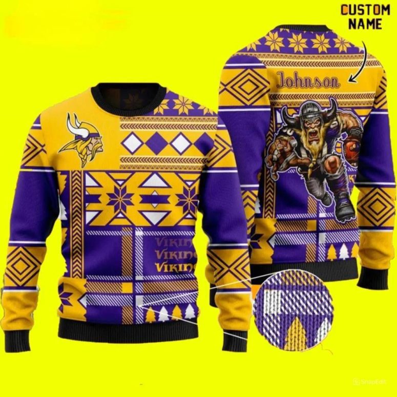 Minnesota Vikings Customized Warrior Ugly Christmas Sweater