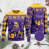 Minnesota Vikings Gift Box Holiday Ugly Christmas Sweater