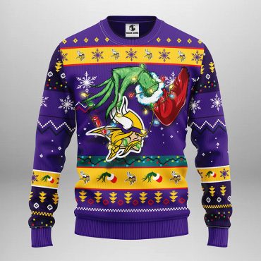 Minnesota Vikings Grinch Hand Ugly Christmas Sweater
