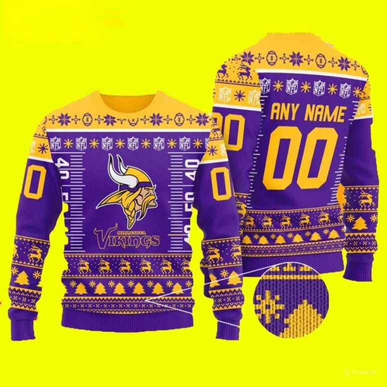 Minnesota Vikings NFL Yard Line Ugly Christmas Sweater