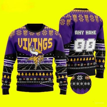 Minnesota Vikings Personalized Playoff Ugly Christmas Sweater