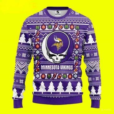 Minnesota Vikings Skull Ornament Ugly Christmas Sweater