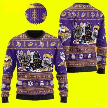 Minnesota Vikings Star Wars Holiday Ugly Christmas Sweater