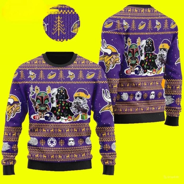 Minnesota Vikings Star Wars Holiday Ugly Christmas Sweater