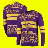Minnesota Vikings Vintage Stripe Ugly Christmas Sweater