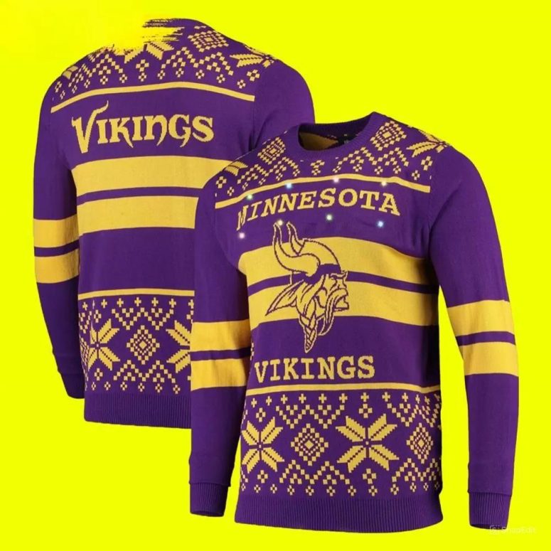 Minnesota Vikings Vintage Stripe Ugly Christmas Sweater