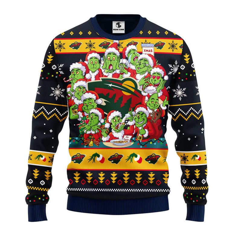 Minnesota Wild 12 Grinch Xmas Day Ugly Christmas Sweater