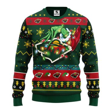 Minnesota Wild Grinch Hand Ugly Christmas Sweater