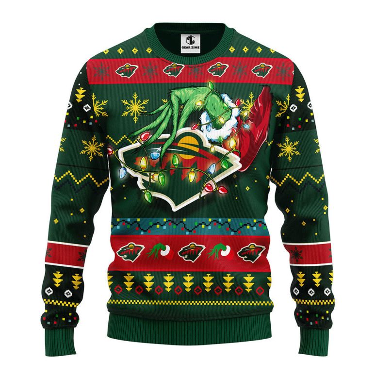 Minnesota Wild Grinch Hand Ugly Christmas Sweater