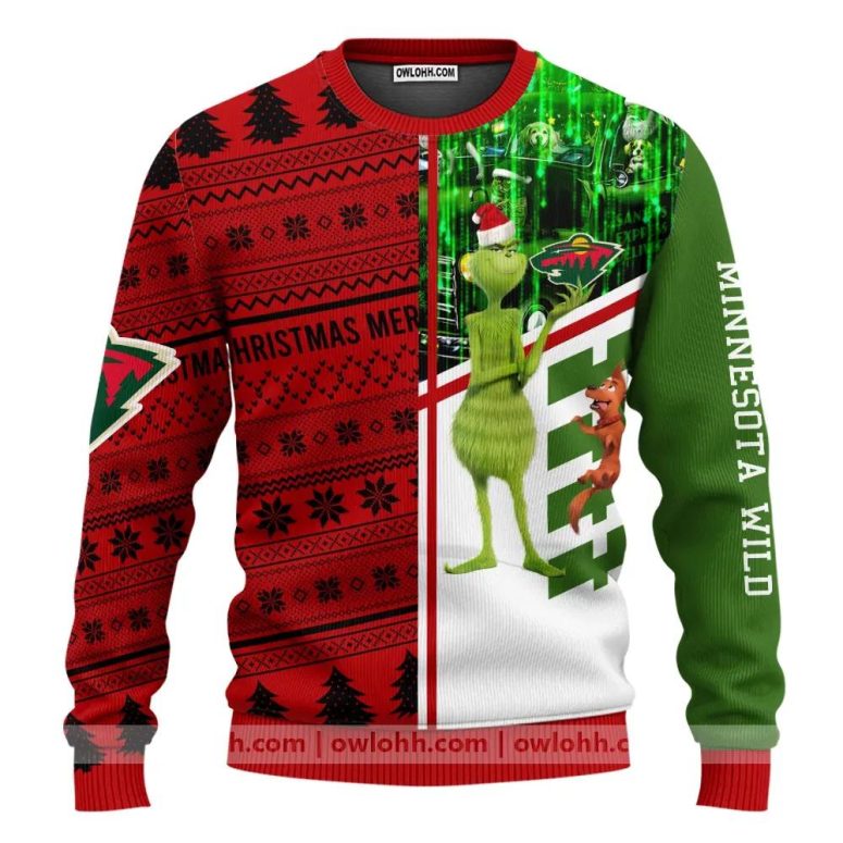 Minnesota Wild Grinch & Scooby–Doo Ugly Christmas Sweater