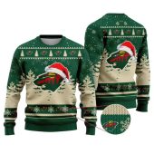 Minnesota Wild Santa Hat On Logo Ugly Christmas Sweater