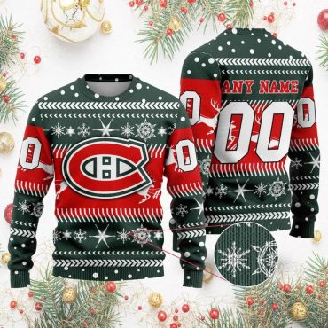 Montreal Canadiens Personalized Name & Number Ugly Christmas Sweater