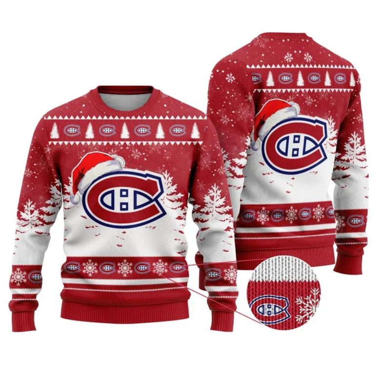 Montreal Canadiens Santa Hat Ugly Christmas Sweater