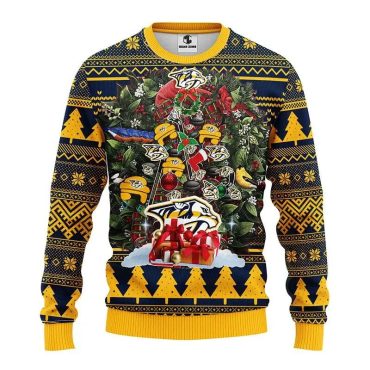 Nashville Predators Big Tree Christmas Ugly Sweater