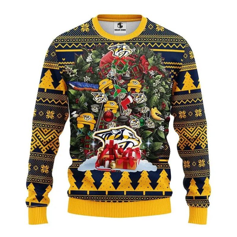 Nashville Predators Big Tree Christmas Ugly Sweater