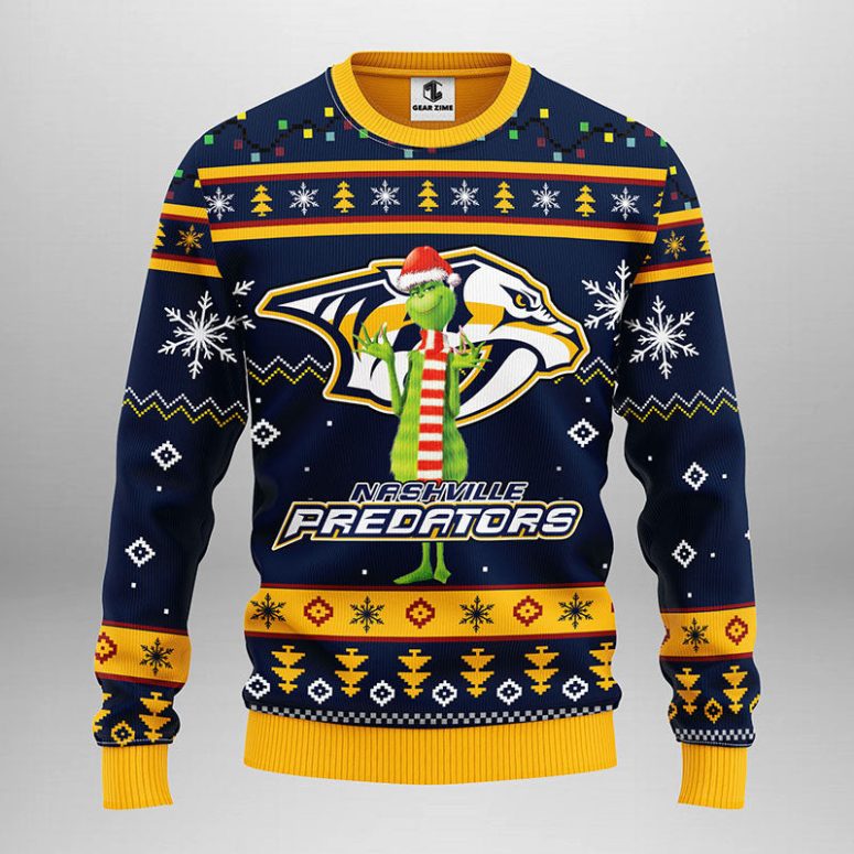 Nashville Predators Funny Grinch Ugly Christmas Sweater