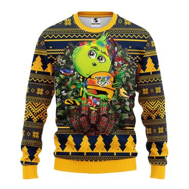 Nashville Predators Grinch Hug Ugly Christmas Sweater