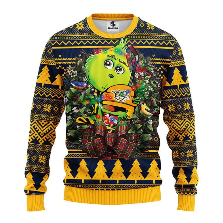 Nashville Predators Grinch Hug Ugly Christmas Sweater