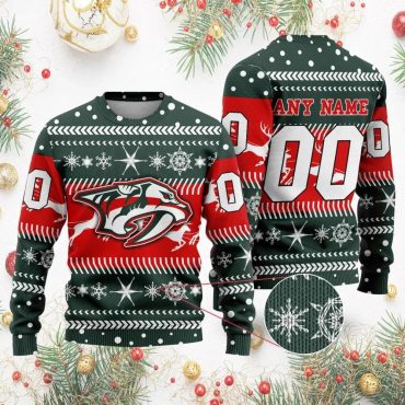 Nashville Predators Personalized Name & Number Ugly Christmas Sweater