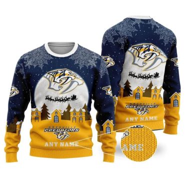 Nashville Predators Personalized Name Ugly Christmas Sweater