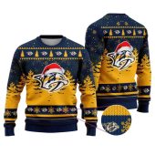 Nashville Predators Santa Hat On Logo Ugly Christmas Sweater