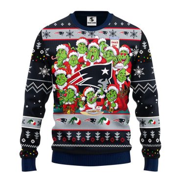 New England Patriots 12 Grinch Xmas Day Ugly Christmas Sweater