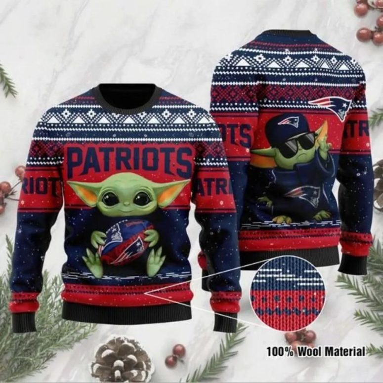 New England Patriots Baby Yoda Love Ugly Christmas Sweater