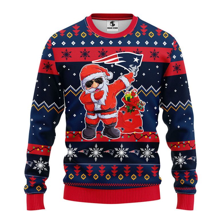New England Patriots Dabbing Santa Claus Ugly Christmas Sweater
