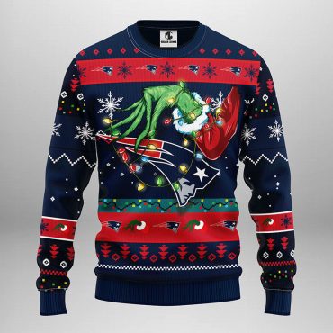 New England Patriots Grinch Hand Ugly Christmas Sweater