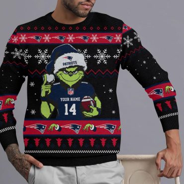 New England Patriots Grinch Touchdown Ugly Christmas Sweater