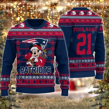 New England Patriots Mickey Mouse Santa Ugly Christmas Sweater