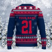 New England Patriots Mickey Mouse Santa Ugly Christmas Sweater Back - TeeUgly