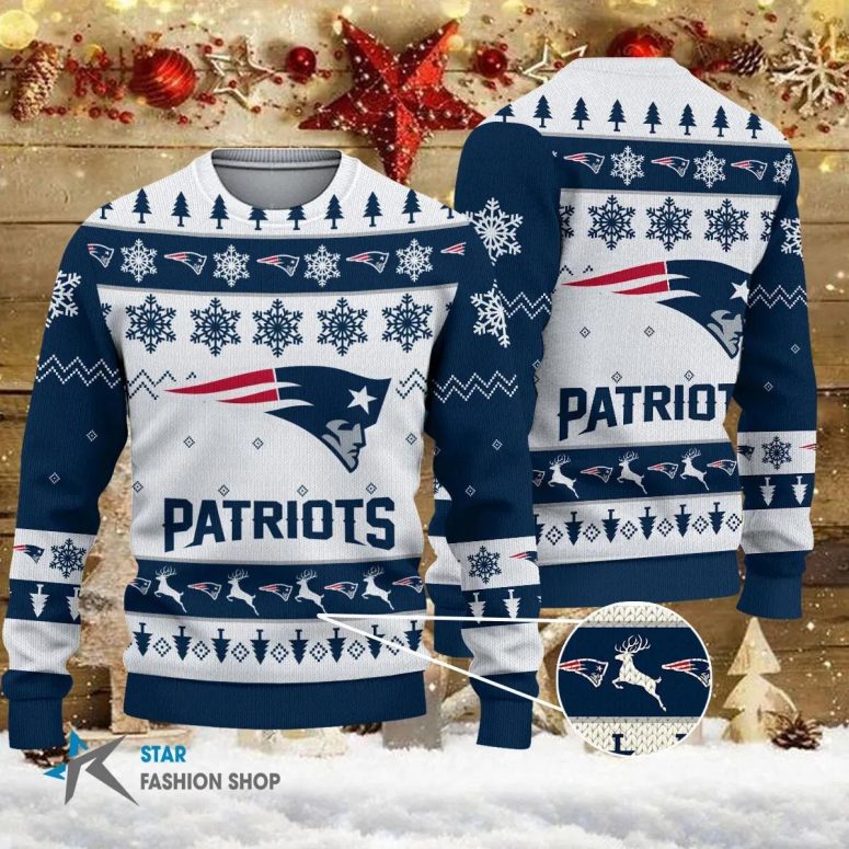 New England Patriots Snowfall Classic Ugly Christmas Sweater