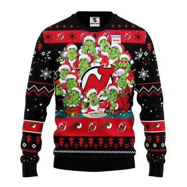 New Jersey Devils 12 Grinch Xmas Day Ugly Christmas Sweater