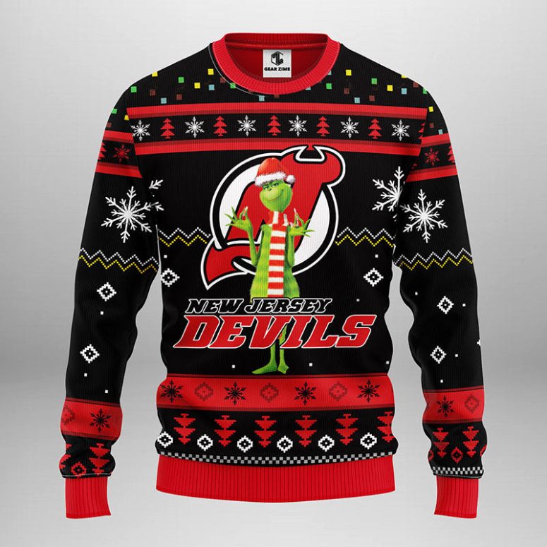 New Jersey Devils Funny Grinch Ugly Christmas Sweater