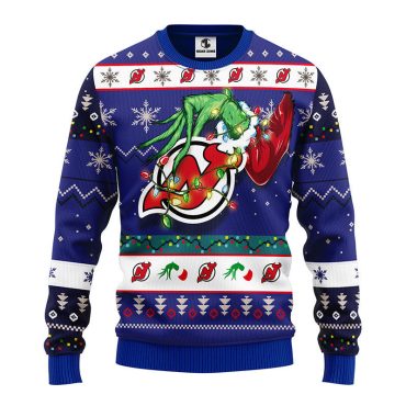 New Jersey Devils Grinch Hand Ugly Christmas Sweater