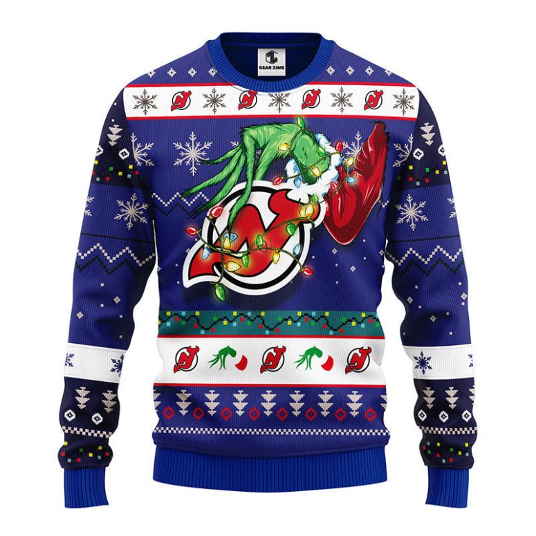 New Jersey Devils Grinch Hand Ugly Christmas Sweater