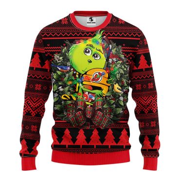 New Jersey Devils Grinch Hug Ugly Christmas Sweater