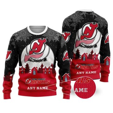 New Jersey Devils Personalized Name Ugly Christmas Sweater