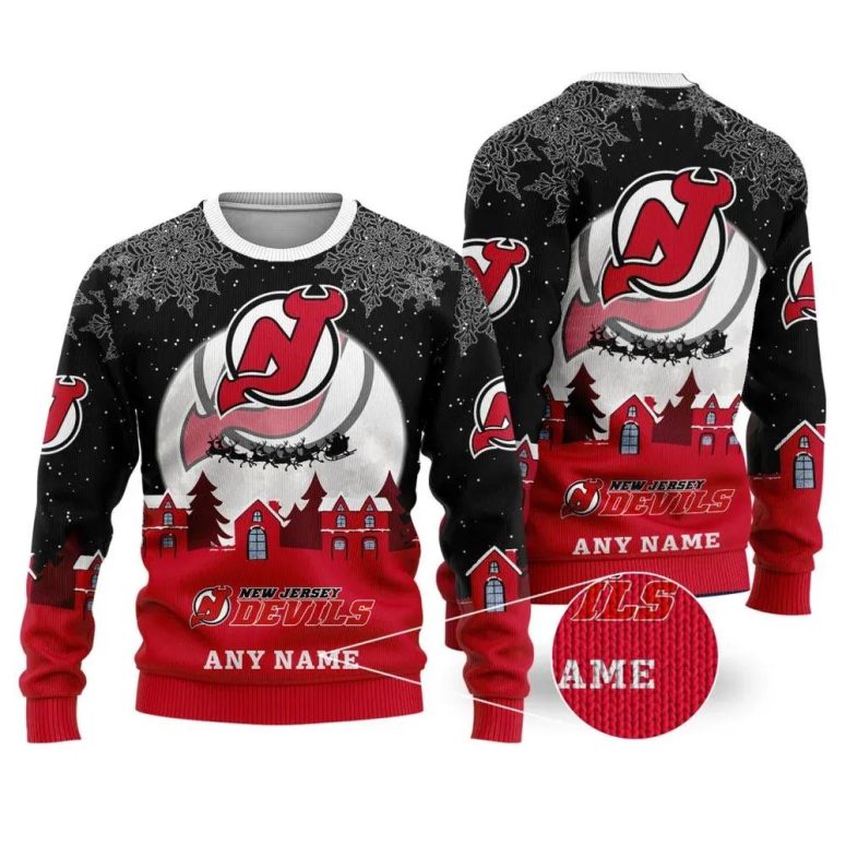 New Jersey Devils Personalized Name Ugly Christmas Sweater