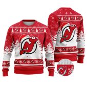 New Jersey Devils Santa Hat On Logo Ugly Christmas Sweater
