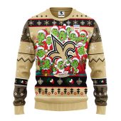 New Orleans Saints 12 Grinch Xmas Day Ugly Christmas Sweater - TeeUgly