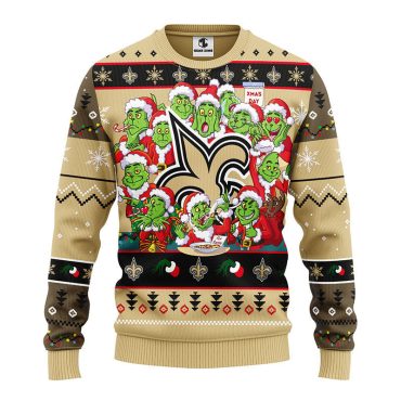 New Orleans Saints 12 Grinch Xmas Day Ugly Christmas Sweater