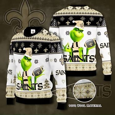 New Orleans Saints Grinch Cheer Ugly Christmas Sweater