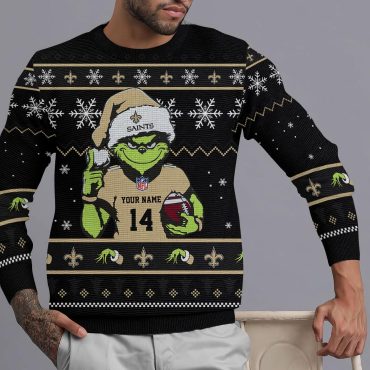 New Orleans Saints Grinch Christmas Touchdown Ugly Christmas Sweater