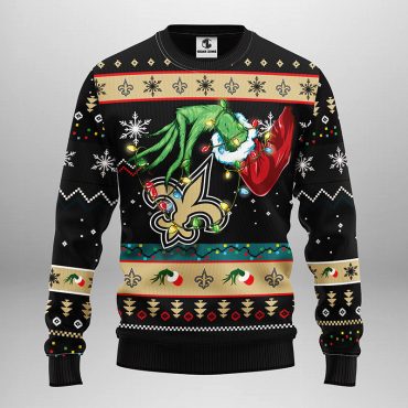 New Orleans Saints Grinch Hand Ugly Christmas Sweater