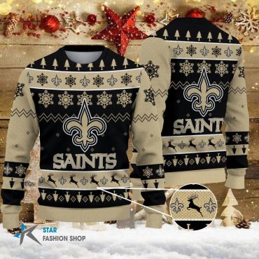 New Orleans Saints Holiday Snowflakes Ugly Christmas Sweater